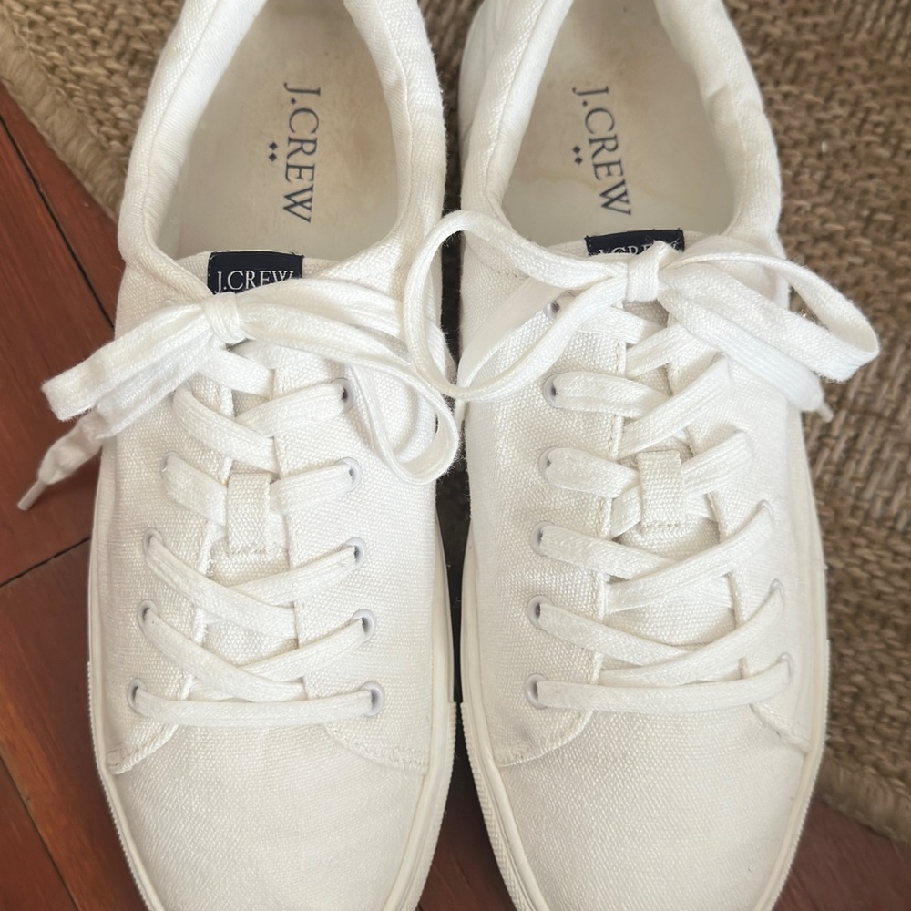 J. Crew Classic Road Trip White Canvas Lace-Up Sneakers